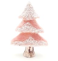 CHOINKA Z BROKATEM DEKORACJA GLAMOUR FUTERKO 24 cm RÓŻOWA