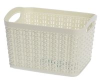 Koszyk kosz prostokątny organizer WILLOW 1,5 l biały ażurowy sweterkowy wzór