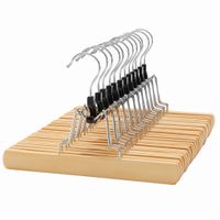 Wieszaki drewniane na spodnie 12 sztuk z wkładką filcową i hakiem