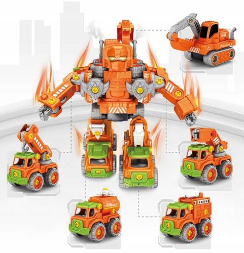 AUTO ROBOT DO SKRĘCANIA 5w1 LED TRANSFORMER XXL ZABAWKA KONSTRYKCYJNA na Arena.pl