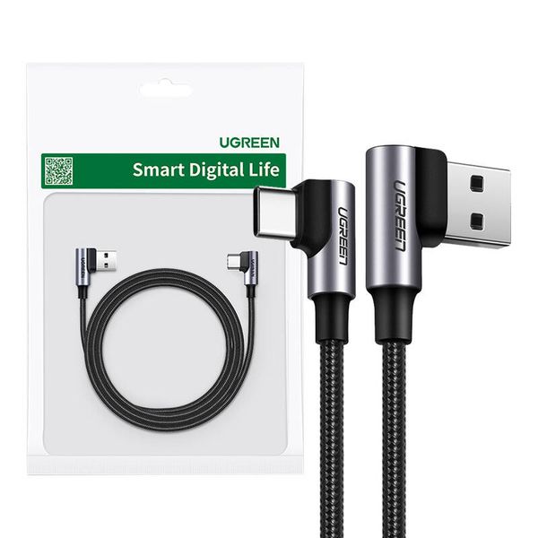 Kabel USB-C UGREEN 3m kątowy 3A do ładowania i danych zdjęcie 1