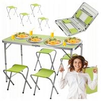 Zestaw Stolik Stół Turystyczny Składany Kempingowy Duży 4 Krzesła Walizka