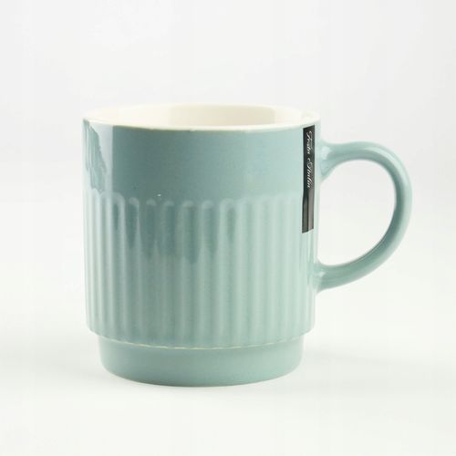 CERAMICZNY KUBEK NA KAWĘ HERBATĘ BŁĘKITNY ZDOBIONY 440 ML NA PREZENT na Arena.pl