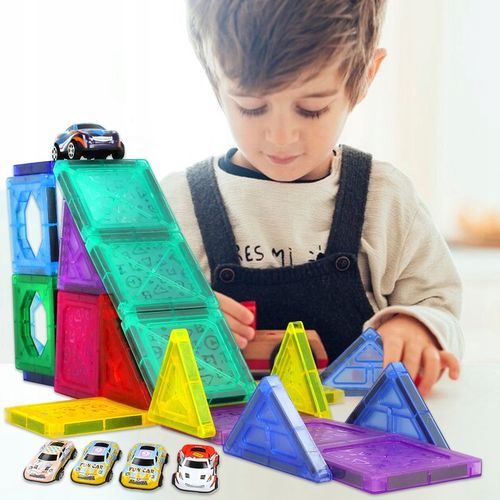 KONSTRUKCYJNE KLOCKI MAGNETYCZNE 3D TOR SAMOCHODOWY 20 autek ZESTAW 68el na Arena.pl