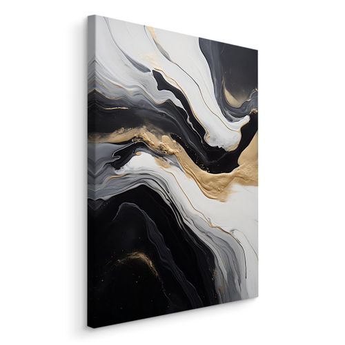 Obraz Do Salonu MARMUR Czarno-Biała Abstrakcja Elementy Złota 120cm x 80cm na Arena.pl
