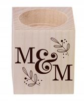 ŚWIECZNIK drewniany GRAWER podziękowania dla gości NA WESELE ŚLUB inicjały