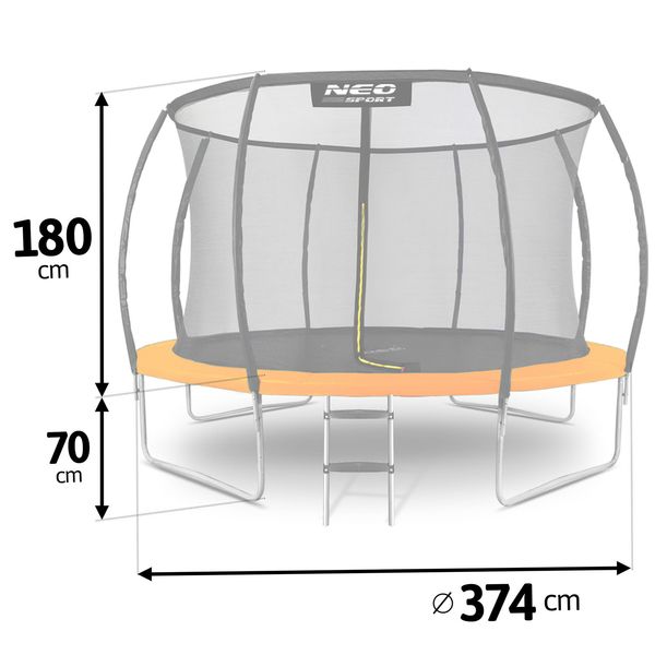 Trampolina ogrodowa profilowana 12ft/374cm z siatką wewnętrzną Neo-Sport zdjęcie 11