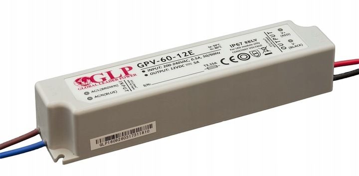 GLP power supply GPV series 24V/2.5A, CV, non-PFC, IP67 plastic case, EU in zdjęcie 2