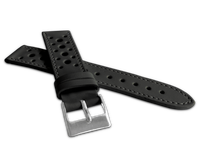 LAVVU Perforowany czarny szyty pasek VINTAGE z luksusowej skóry Top Grain - 18