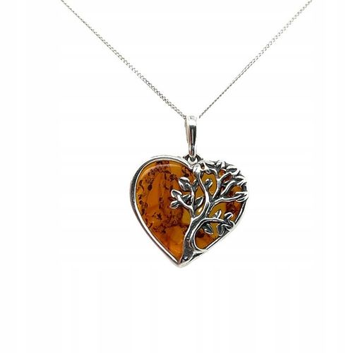 Wisiorek srebrny z bursztynem ZAWIESZKA ze srebra serce drzewo FILM na Arena.pl