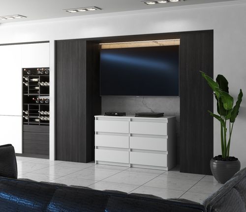 Komoda Z 6 Szufladami Biała 100cm Nowoczesna Pojemna Szafka Rtv Do Sypialni na Arena.pl