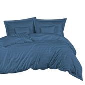 Pościel satyna bambusowo-bawełniana STRIPE CORNFLOWER 180x200 chabrowa