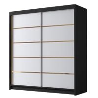 Szafa przesuwna BALI IV 180-pojemna garderoba-CZARNY/BIAŁY