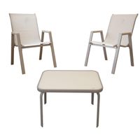 Zestaw mebli ogrodowych MALAGA WOOD 2 os taupe stolik 2 krzesła metal