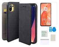 Etui z klapką do XIAOMI MI 11 LITE 4G 5G czarny obudowa + folia ochronna