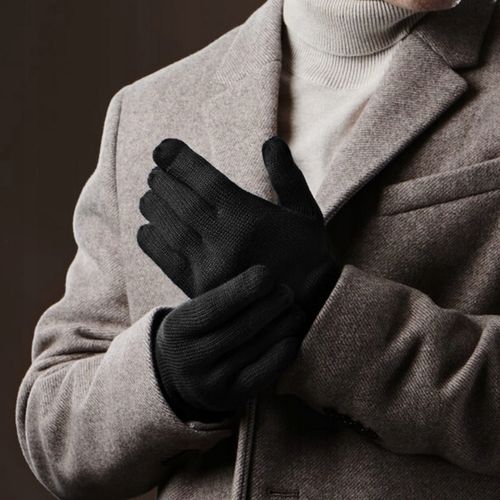 Zimowy KOMPLET Męski CZAPKA + KOMIN + RĘKAWICZKI DO TELEFONU CIEPŁY czarny na Arena.pl