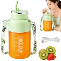 Bidon blender butelka USB 1200 ml kubek do smoothie shaker ze słomką i paskiem zielony
