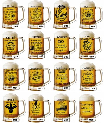Kufel do piwa z grawerem NA DZIEŃ MĘŻCZYZNY WALENTYNKI Urodziny inne okazje na Arena.pl