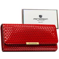 PETERSON portfel damski eko skórzany elegancki lakierowany P235 czerwony