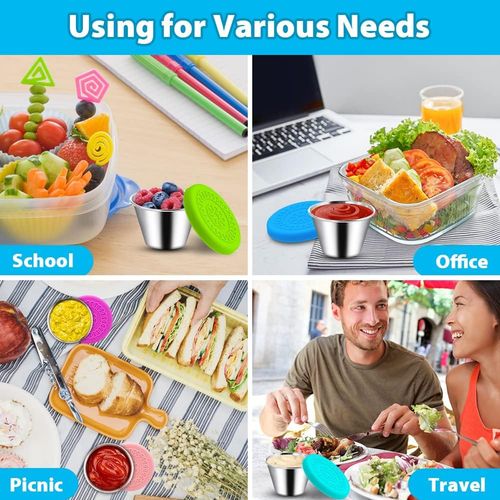 1x Pojemnik na sosy dipy przekąski przyprawy- STAL NIERDZEWNA+SILIKON- 70ml na Arena.pl