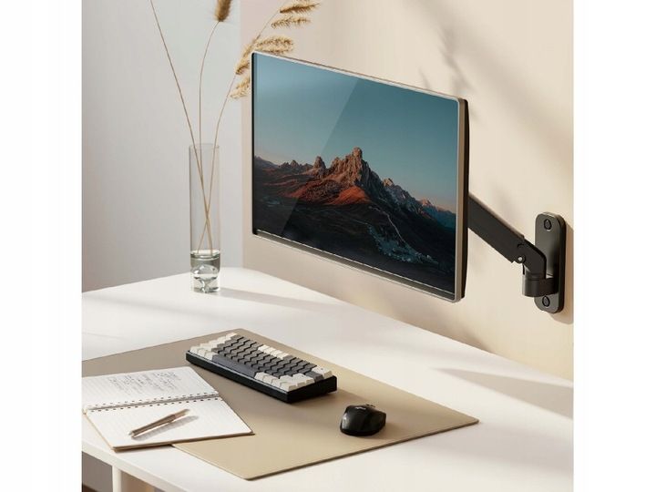UCHWYT ŚCIENNY do MONITORA 17-27'' SPRĘŻYNA GAZOWA VESA 75x75mm 100x100mm zdjęcie 6