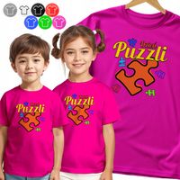 KOSZULKA DZIECIĘCA - PUZZLE NA DZIEŃ PUZZLI DNI SZKOLNE - 134 M