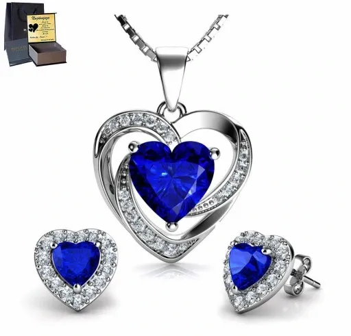 Serca Srebrny Komplet Cyrkonie Srebro 925 Prezent zdjęcie 1