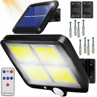 LAMPA SOLARNA Z CZUJNIKIEM RUCHU ZMIERZCHU 128 LED COB OSOBNY PANEL + PILOT