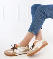 Beżowe sneakersy trampki z kolorowymi sznurówkami Bekki 37