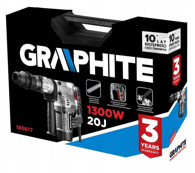 GRAPHITE Młot wyburzeniowy SDS Max 1300W 58G877 zdjęcie 4