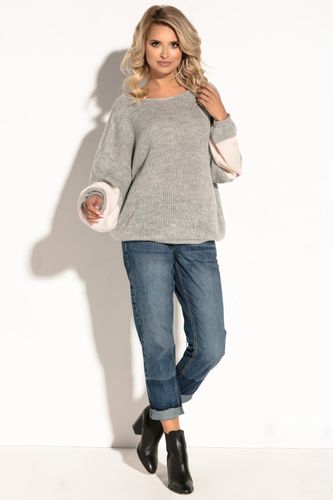Sweter oversize F578 Szary UNI na Arena.pl