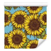 Tapeta do salonu kwiaty słoneczniki liście retro