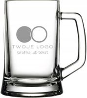 Szklany Kufel z Logo Personalizowany Grawer reklama logo TRWAŁOŚĆ 50 sztuk