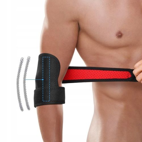 STABILIZATOR ORTEZA ŁOKIEĆ TENISISTY OPASKA CZERWONO-CZARNE na Arena.pl