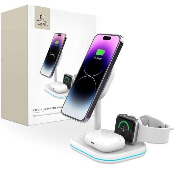 Ładowarka Indukcyjna 3w1 TECH-PROTECT MagSafe DO Apple Watch, iPhone zdjęcie 1