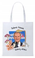 Donald Tusk Platforma Torba Eco Biała Shopper Z Nadrukiem Ze Zdjęciem