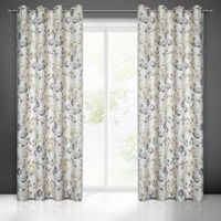 Zasłona gotowa na przelotkach ZOJA 140x250 biało oliwkowa w kwiaty