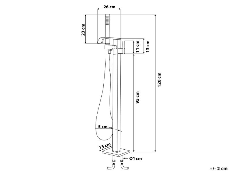 Bateria wannowa wolnostojąca srebrna NIAGARA zdjęcie 7