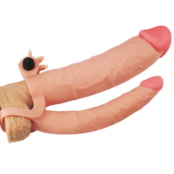 Add 3"" Pleasure X Tender Vibrating Double Penis Sleeve zdjęcie 2