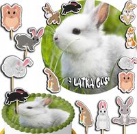 ZESTAW OPŁATEK NA TORT 20CM + TOPPERY PAPIEROWE - KRÓLIK KRÓLICZEK 15CM 18