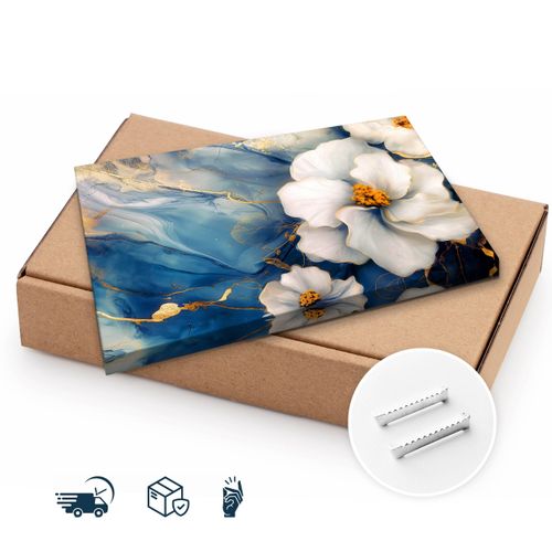 Obraz Do Salonu Kwiaty Niebieski Marmur Glamour Abstrakcja 90cm x 60cm na Arena.pl