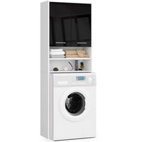 SŁUPEK REGAŁ ŁAZIENKOWY FIN NAD PRALKĘ BIAŁY / CZARNY POŁYSK