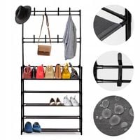WIESZAK NA UBRANIA STOJĄCY PÓŁKA NA BUTY REGAŁ METALOWY GARDEROBA