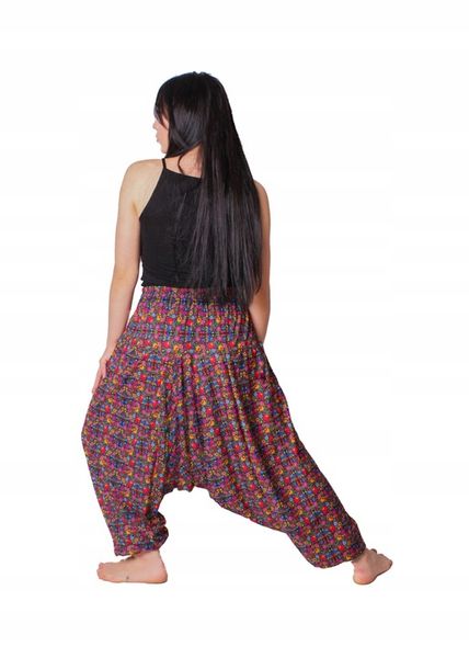 SZARAWARY SPODNIE KOLOROWE NADRUK FULL PRINT ŁOWICKIE zdjęcie 1