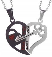 Naszyjniki Dla zakochanych serce Love klucz 2szt  K22_A_Czarny