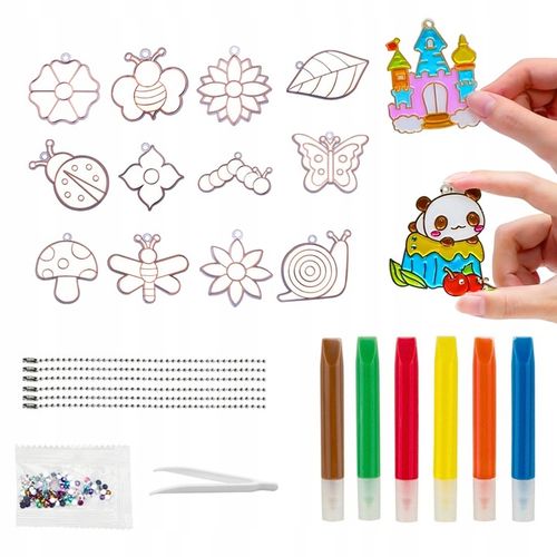 ZESTAW DO ROBIENIA BRELOCZKÓW dla dzieci DIY breloczki 12 szablonów 12 farb na Arena.pl