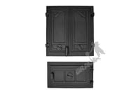 ZESTAW E6 - 43X41 CM + 23X40 CM PRAWE żeliwny piecowy do pieca kominkowy
