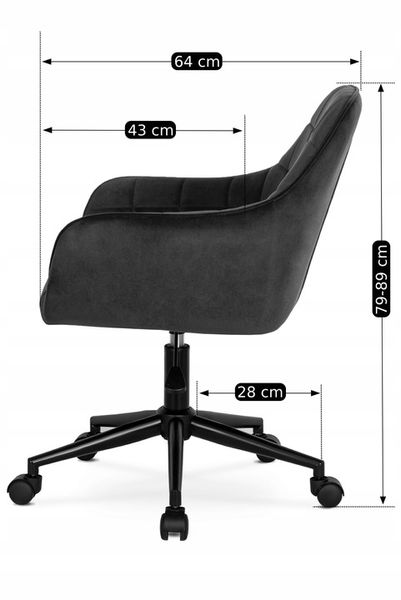 Krzesło Obrotowe Fotel Młodzieżowy Obrotowy Dla Dziecka Czarny Welur LUCY zdjęcie 9