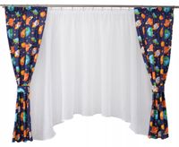 Komplet dziecięcy do pokoju dziecka firana zasłona kosmos rakiety planety