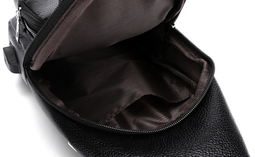 Elegancka nerka pojemna saszetka na ramię torba plecak ekoskóra usb czarna na Arena.pl